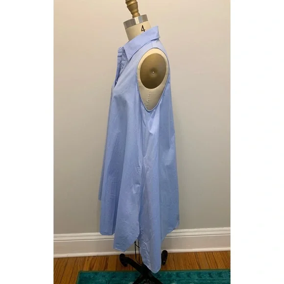 Rebecca Minkoff Miley Sleeveless Shirt Dress Blue - Picture 6 of 12